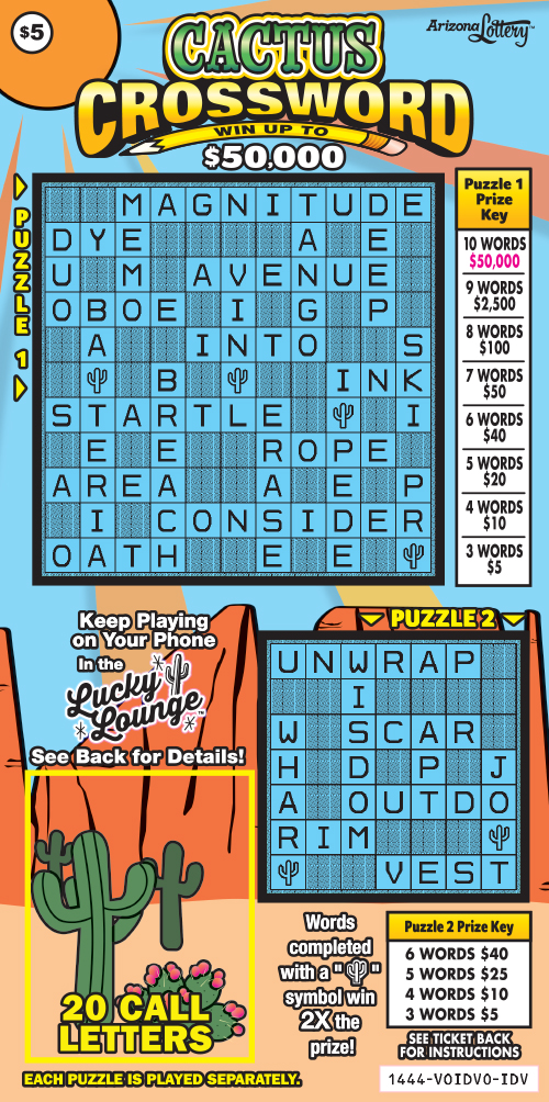 CACTUS CROSSWORD scratch-off ticket