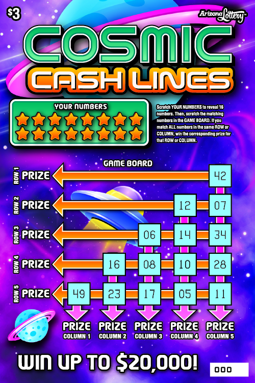 COSMIC CASH LINES scratch-off ticket