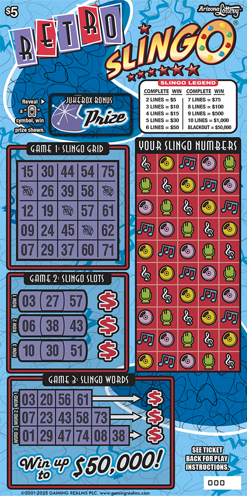 RETRO SLINGO scratch-off ticket