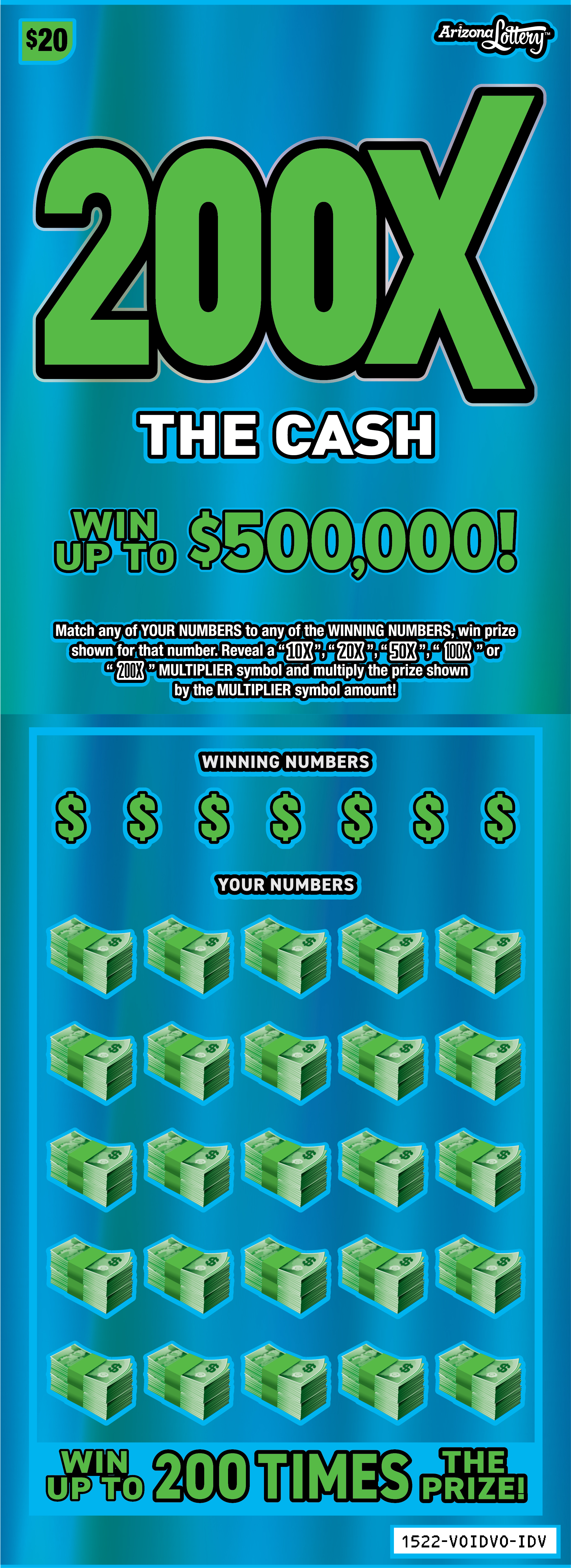200X THE CASH scratch-off ticket