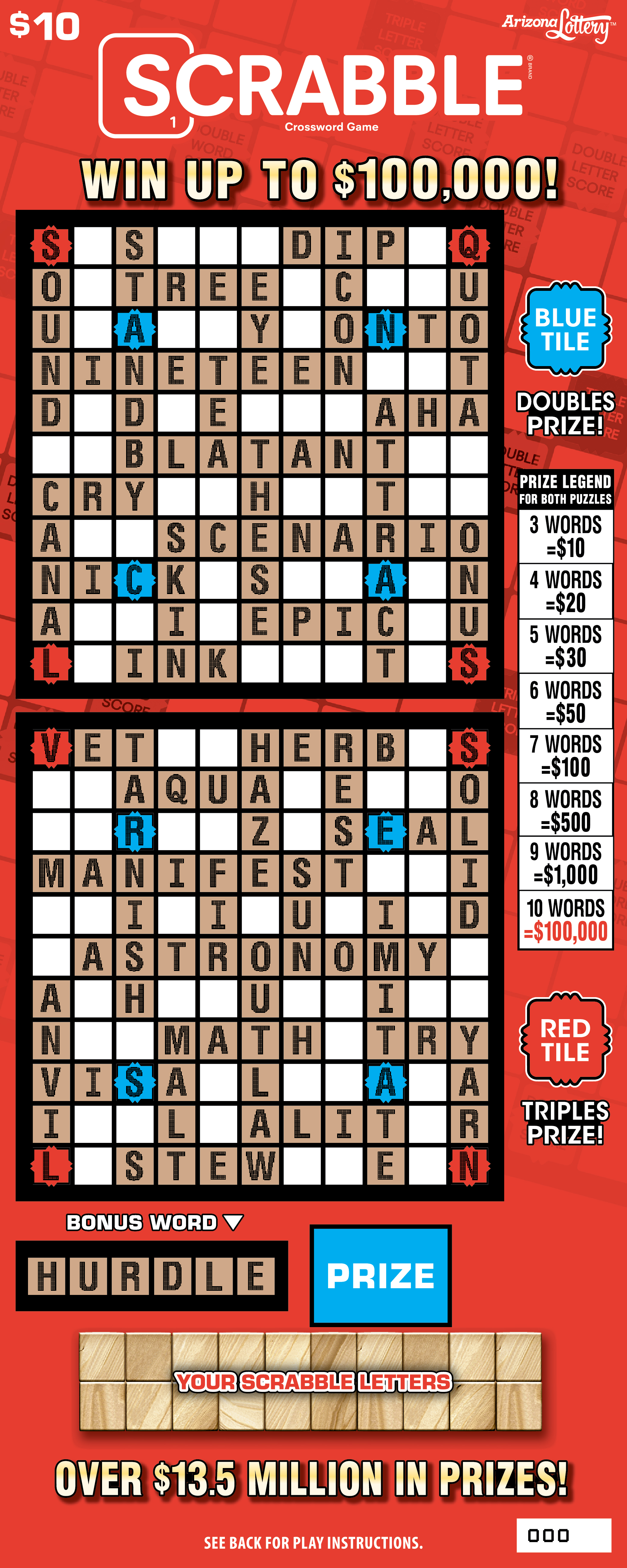 SCRABBLE CROSSWORD GAME scratch-off ticket