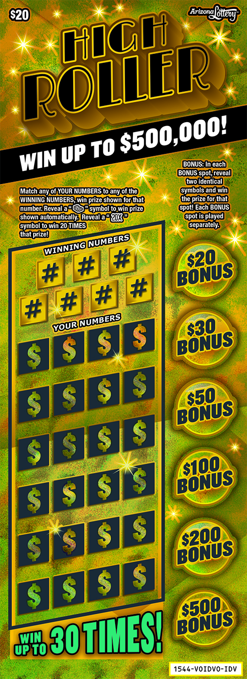 HIGH ROLLER scratch-off ticket