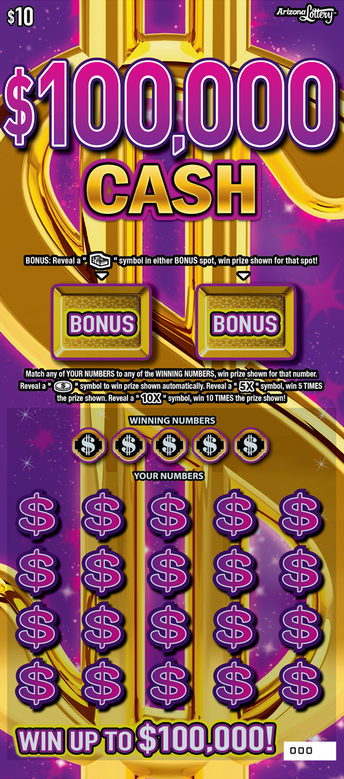 $100,000 CASH scratch-off ticket