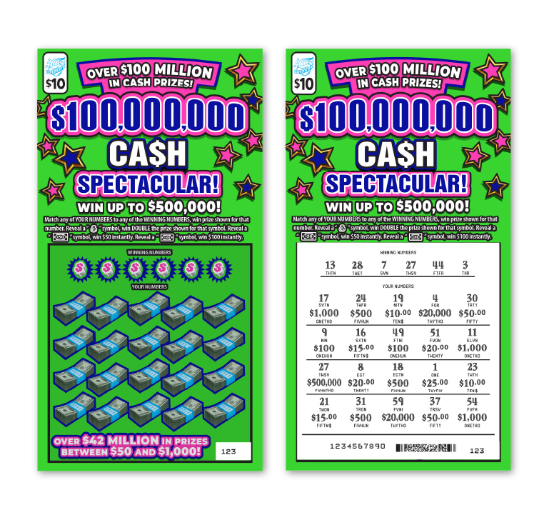 $100,000,000 CA$H SPECTACULAR! scratch-off ticket