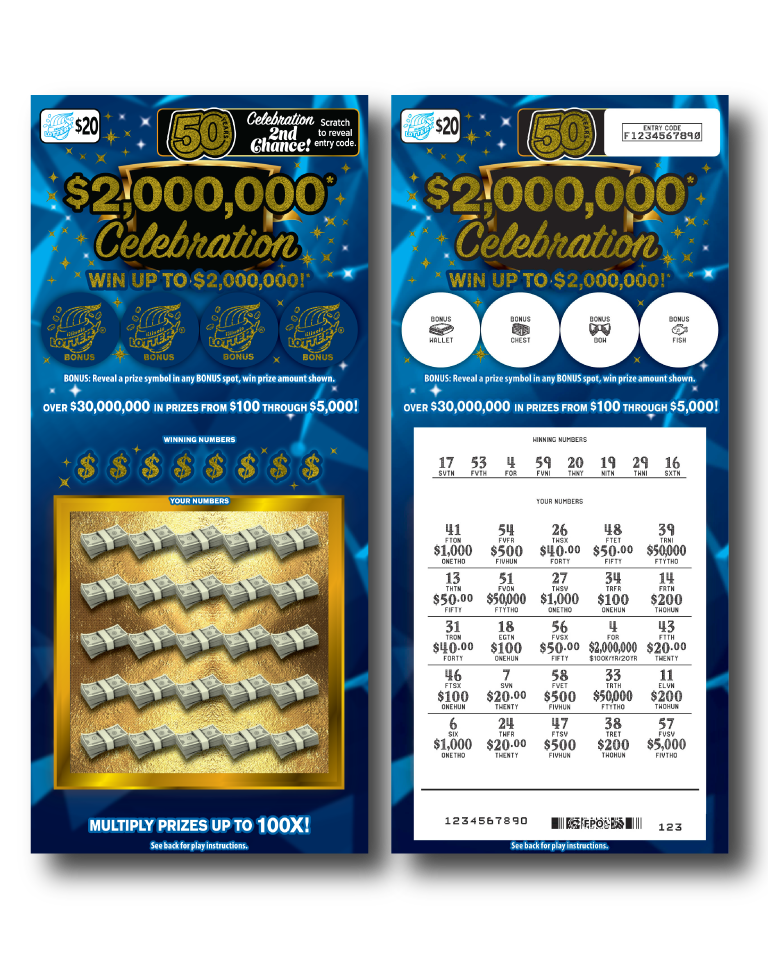 $2,000,000* CELEBRATION scratch-off ticket