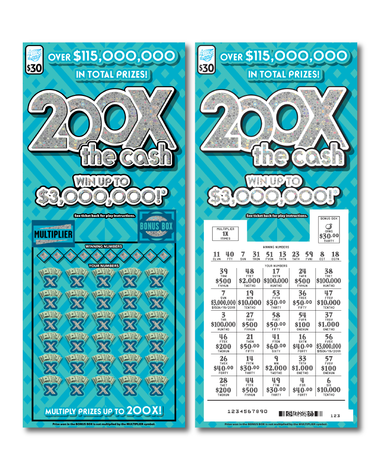 200X THE CASH scratch-off ticket