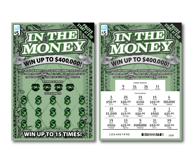 IN THE MONEY scratch-off ticket