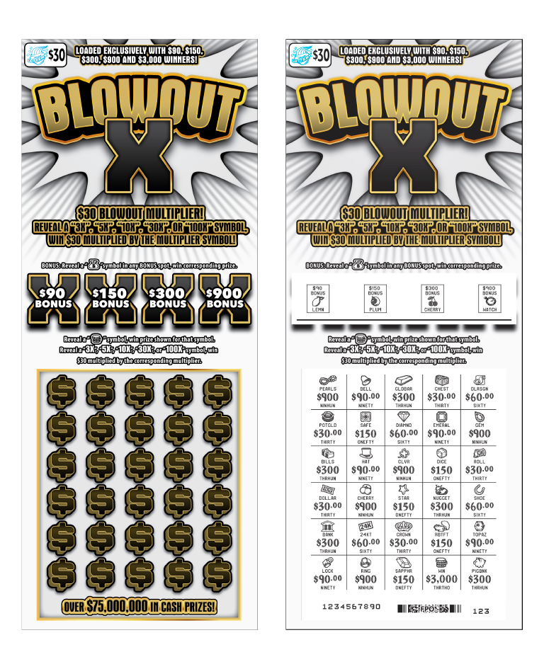 BLOWOUT X scratch-off ticket