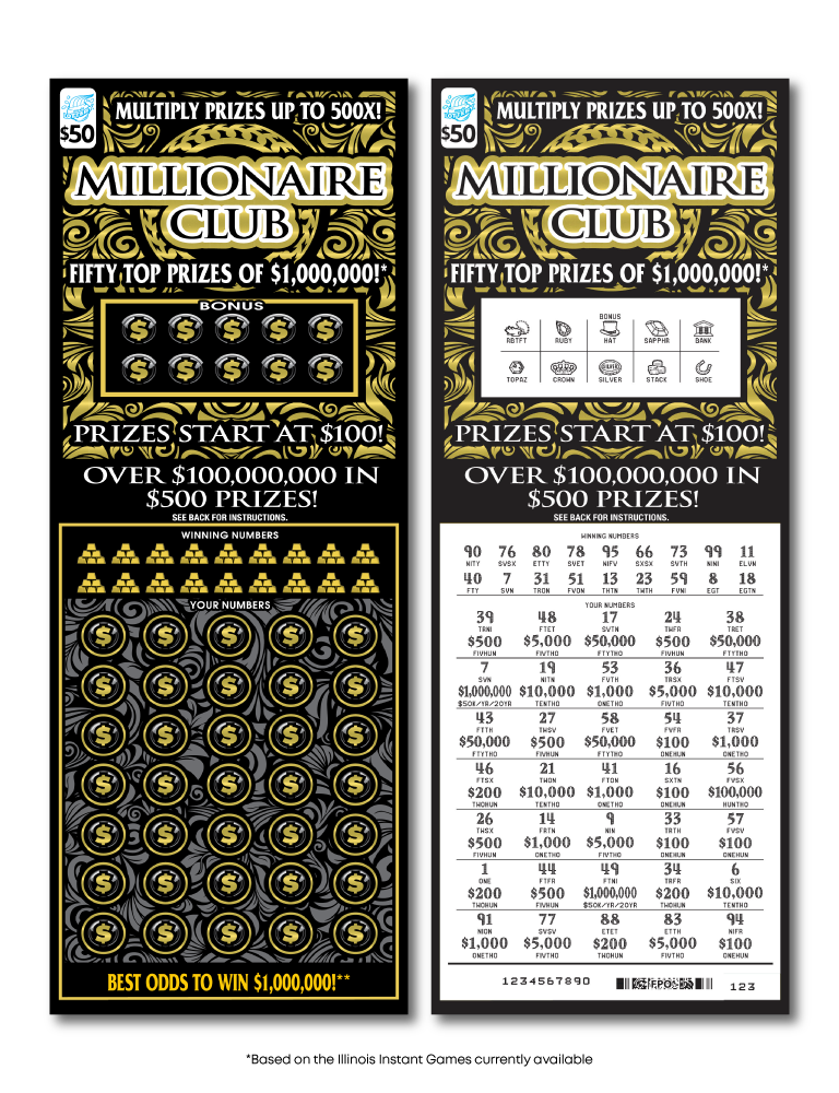 MILLIONAIRE CLUB scratch-off ticket