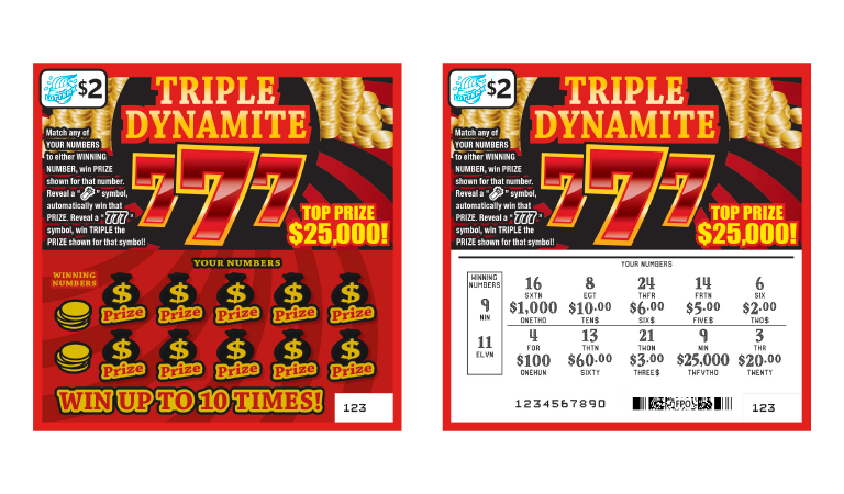 TRIPLE DYNAMITE 777 scratch-off ticket