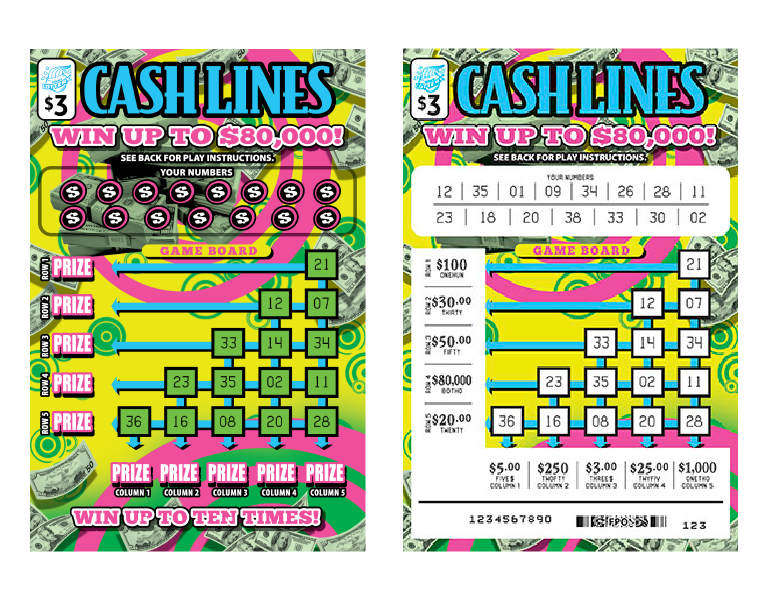 CASH LINES scratch-off ticket