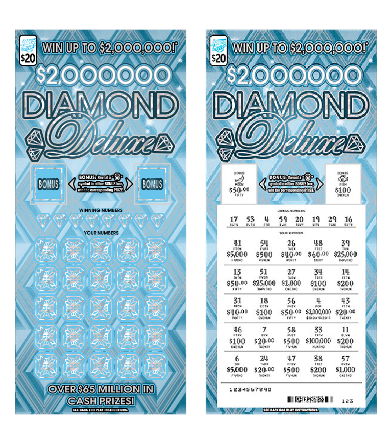 $2,000,000 DIAMOND DELUXE scratch-off ticket