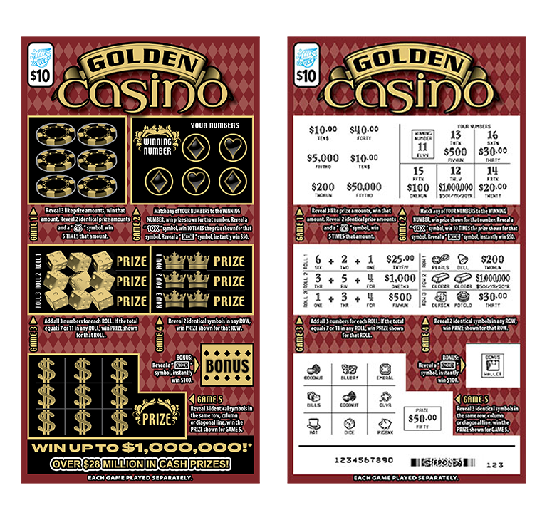 GOLDEN CASINO scratch-off ticket