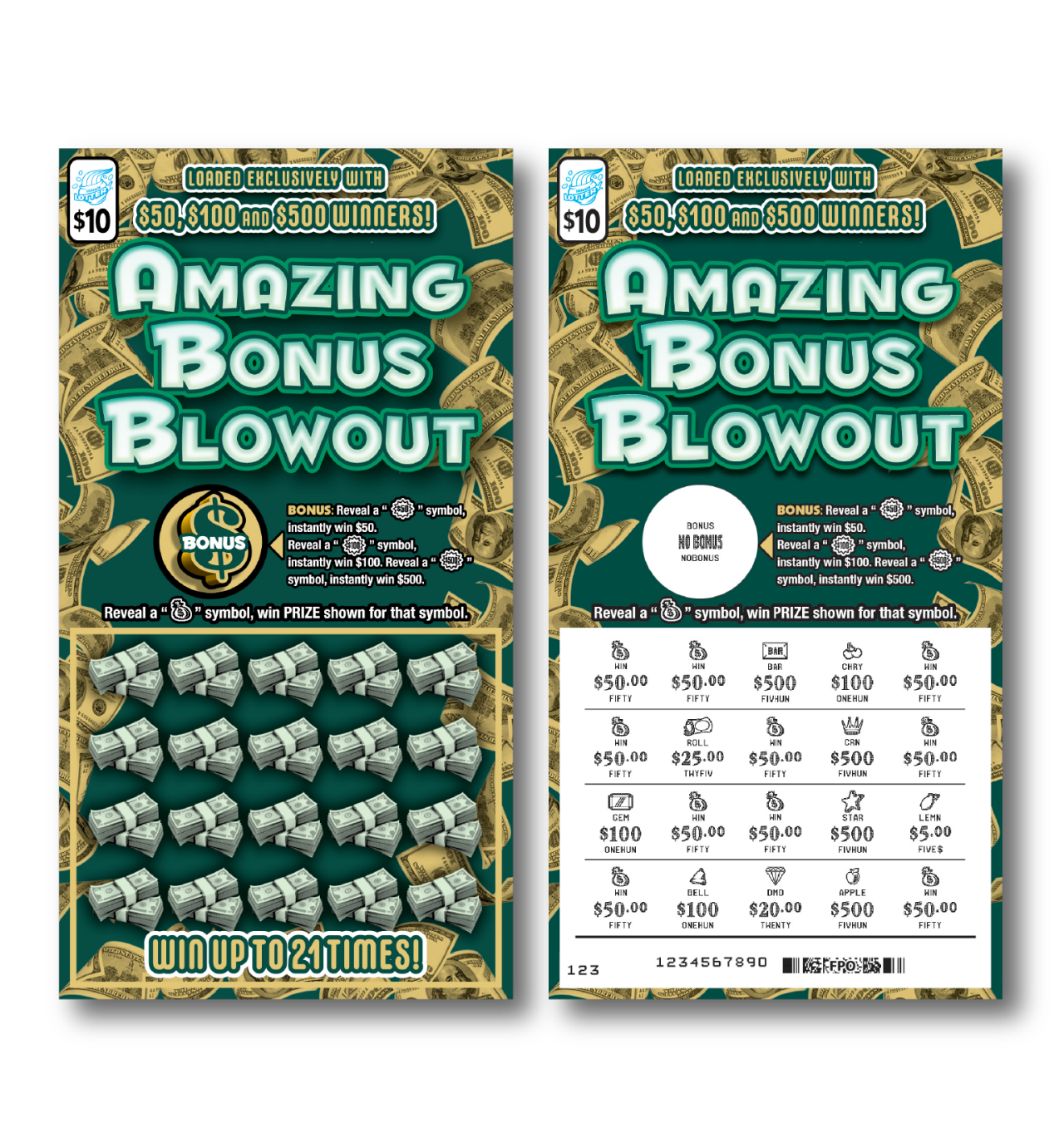 BONUS BLOWOUT scratch-off ticket