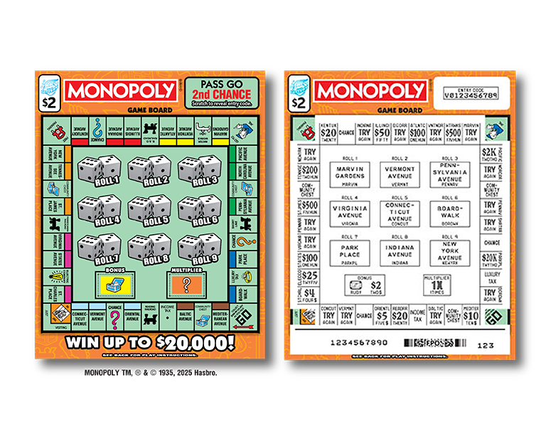 MONOPOLY scratch-off ticket