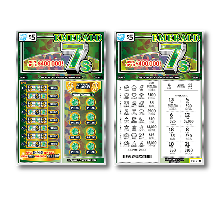 EMERALD 7S scratch-off ticket