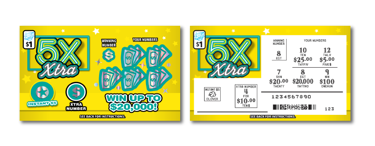 5X XTRA scratch-off ticket