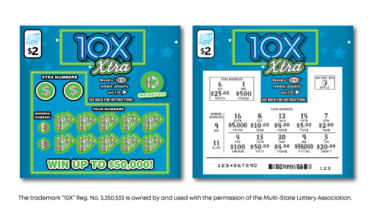 10X XTRA scratch-off ticket