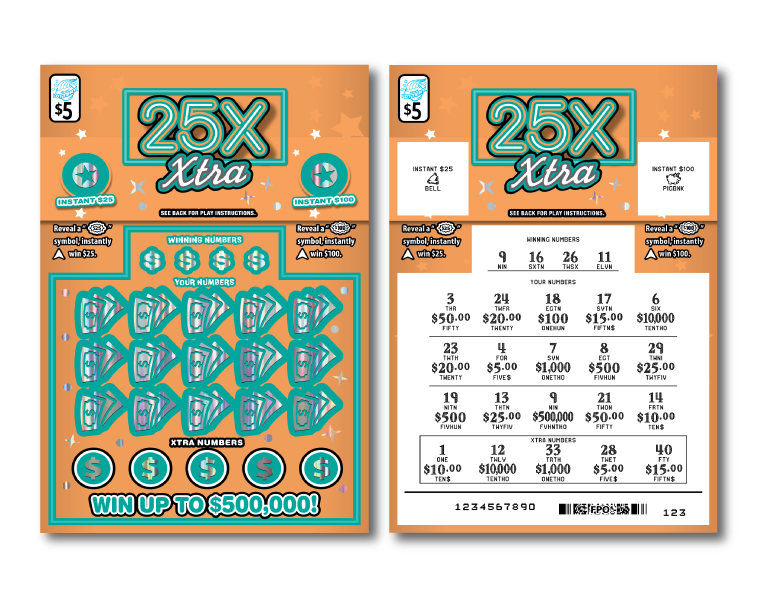 25X XTRA scratch-off ticket