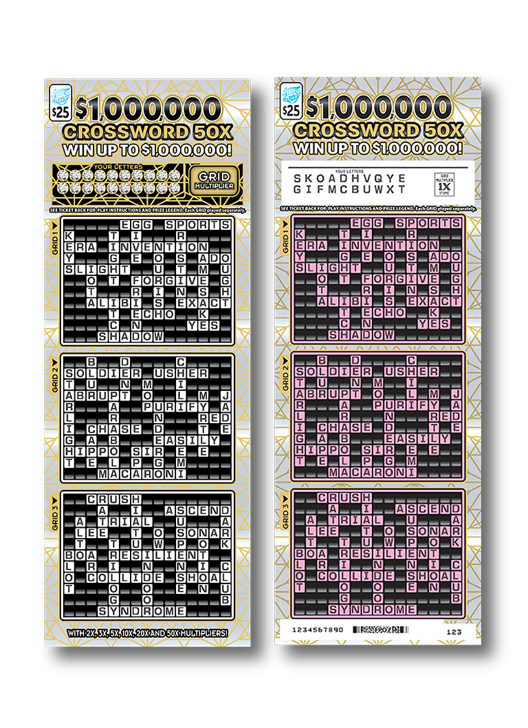 $1,000,000 CROSSWORD 50X scratch-off ticket