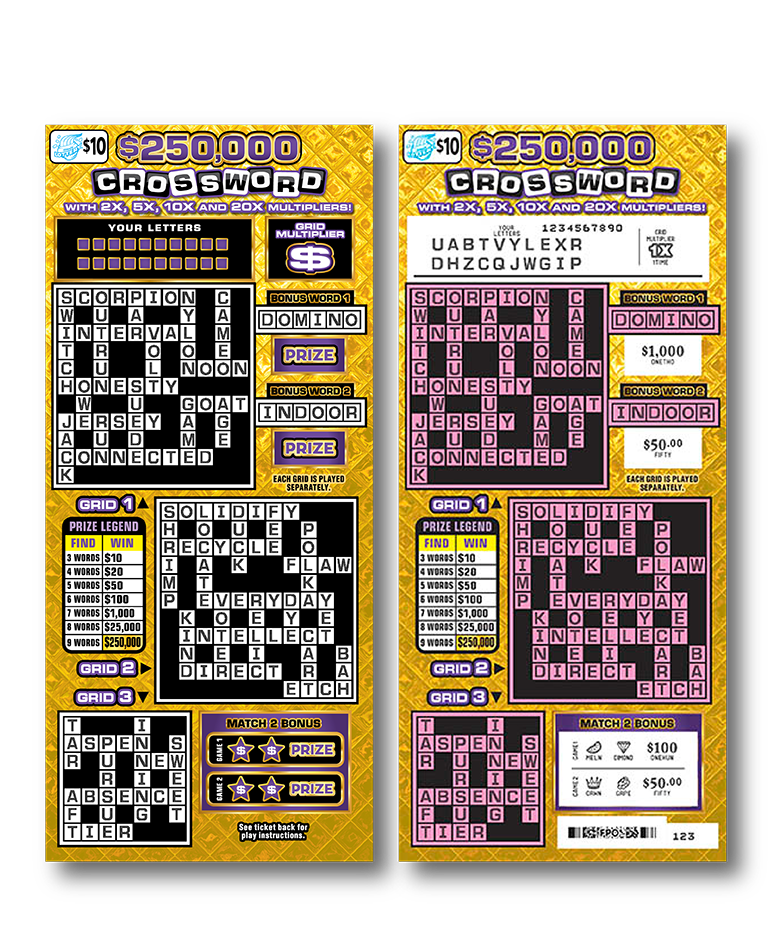 $250,000 CROSSWORD scratch-off ticket