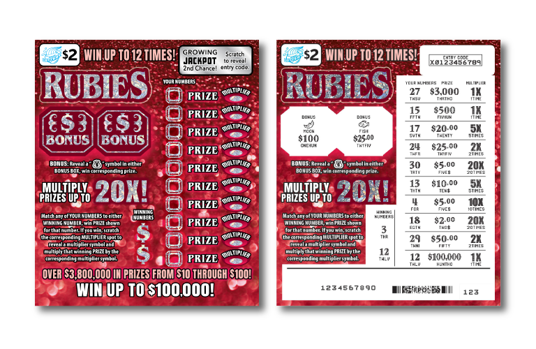 RUBIES scratch-off ticket