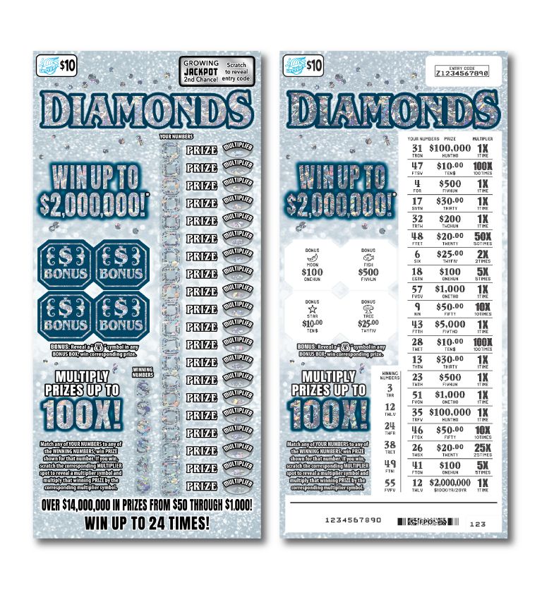 DIAMONDS scratch-off ticket