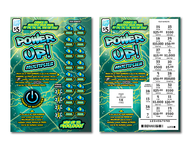 POWER UP! MULTIPLIER scratch-off ticket