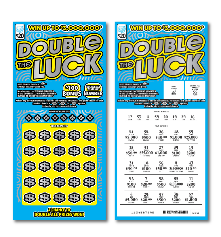 DOUBLE THE LUCK scratch-off ticket