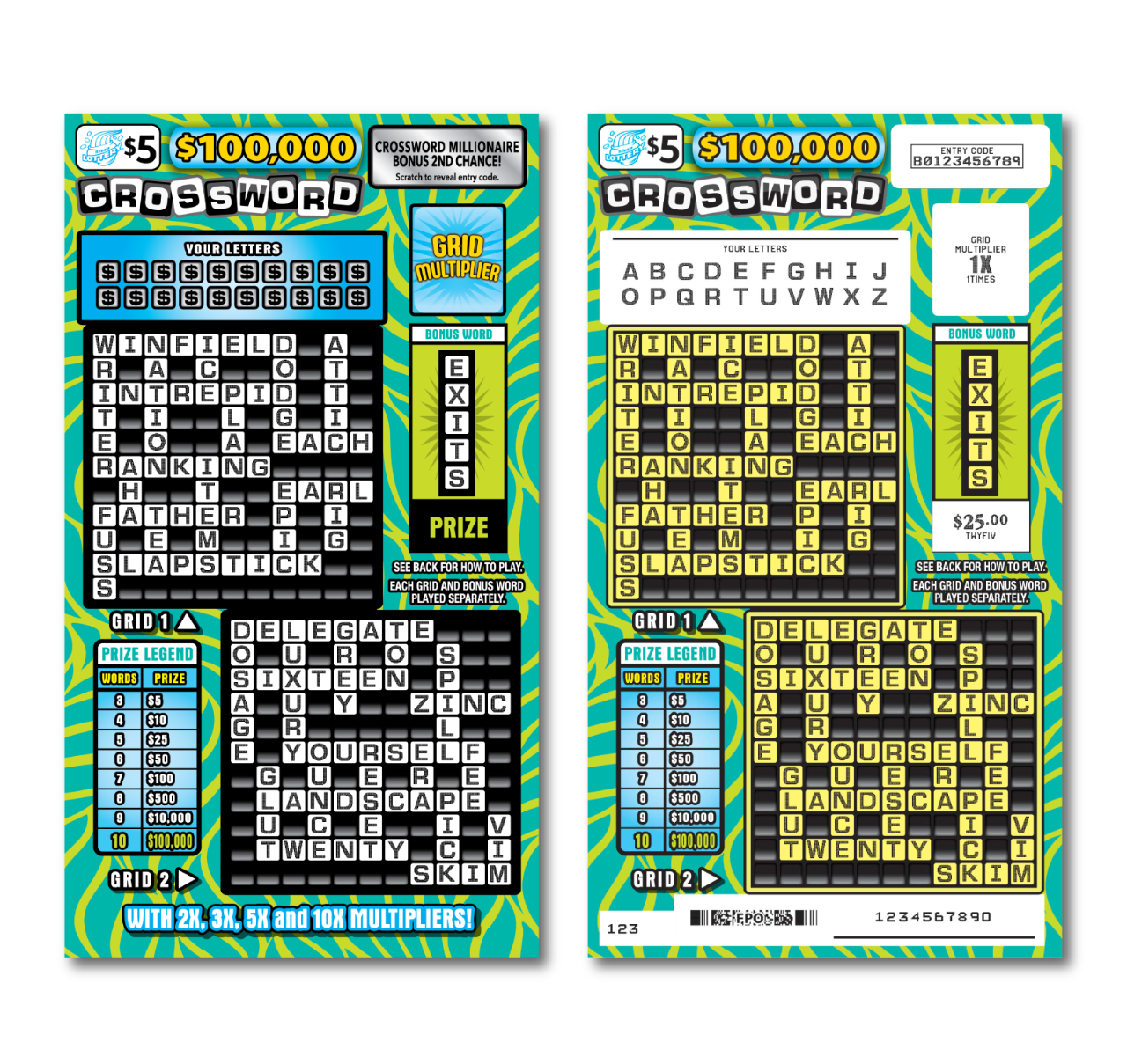 $100,000 CROSSWORD scratch-off ticket