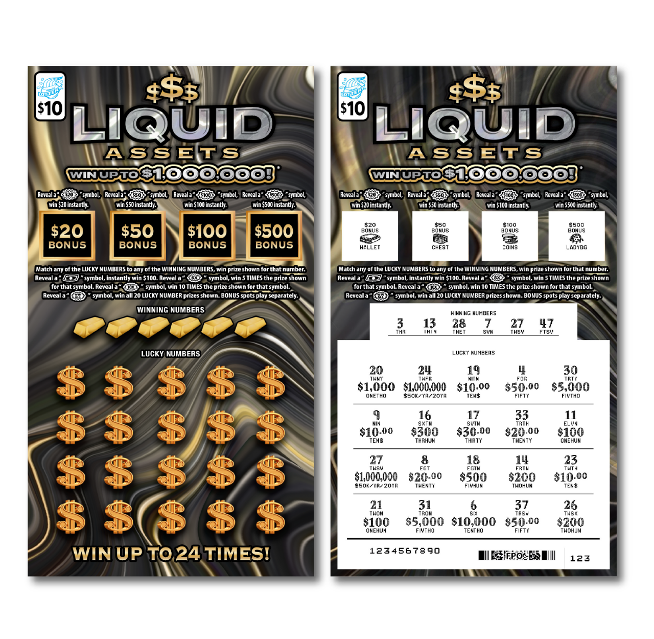 LIQUID ASSETS scratch-off ticket