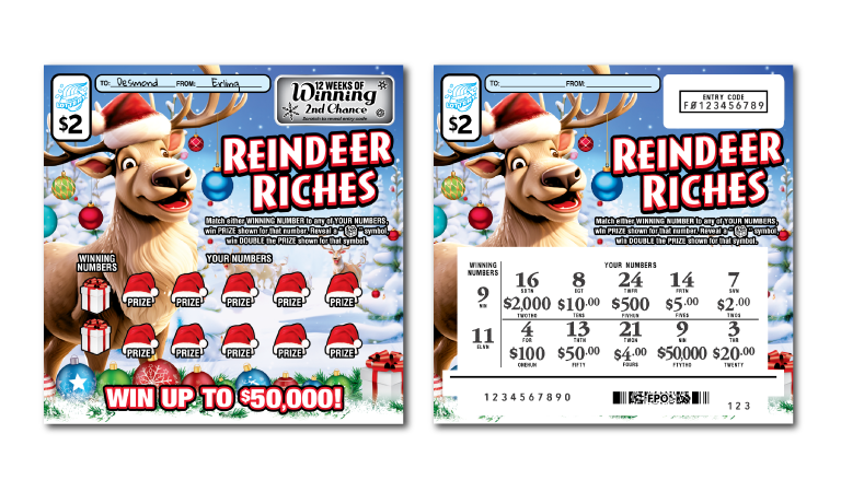 REINDEER RICHES scratch-off ticket