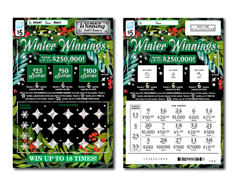 WINTER WINNINGS scratch-off ticket